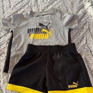 Puma Gray and Black Toddler Set with Yellow Accents